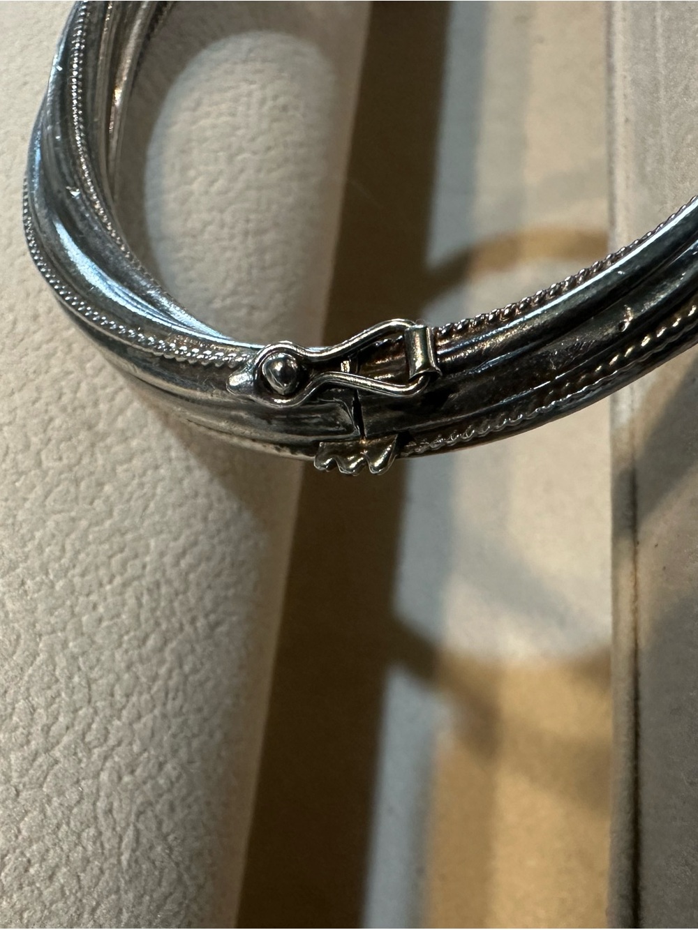 925 Vintage Sterling Silver Textured Bangle Bracelet Stack - Picture 2 of 8